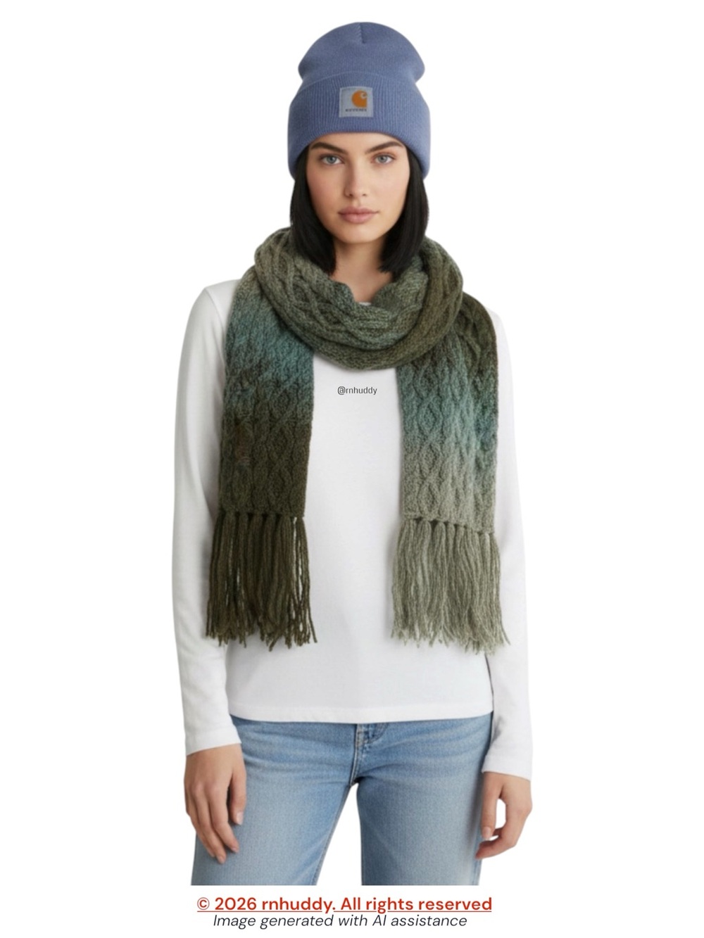 Andes Gifts OS green ombré alpaca blend scarf